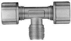 Made in USA - 5/16" Tube OD, Kynar Plastic Compression Tube Male Branch Tee - 1/4 NPT Pipe, 275°F Max, Plastic Grip - Apex Tool & Supply