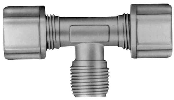 Made in USA - 1/2" Tube OD, Polypropylene Plastic Compression Tube Male Branch Tee - 3/8 NPT Pipe, 215°F Max, Plastic Grip - Apex Tool & Supply