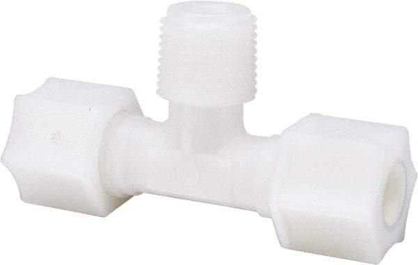 Made in USA - 3/8" Tube OD, Nylon Plastic Compression Tube Male Branch Tee - 3/8 NPT Pipe, 220°F Max, Plastic Grip - Apex Tool & Supply