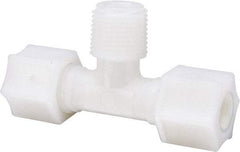 Made in USA - 3/8" Tube OD, Nylon Plastic Compression Tube Male Branch Tee - 3/8 NPT Pipe, 220°F Max, Plastic Grip - Apex Tool & Supply