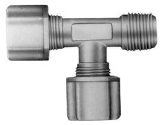 Made in USA - 3/8" Tube OD, Kynar Plastic Compression Tube Male Run Tee - 1/4 NPT Pipe, 275°F Max, Plastic Grip - Apex Tool & Supply