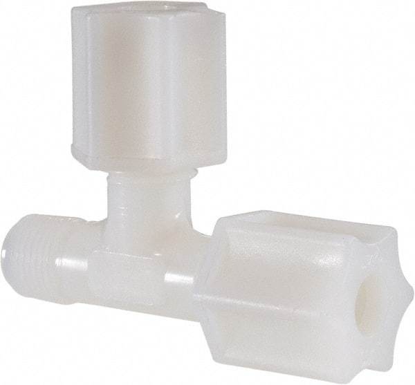 Made in USA - 1/4" Tube OD, Nylon Plastic Compression Tube Male Run Tee - 1/8 NPT Pipe, 220°F Max, Plastic Grip - Apex Tool & Supply