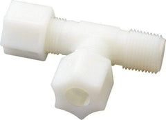 Made in USA - 3/8" Tube OD, Nylon Plastic Compression Tube Male Run Tee - 3/8 NPT Pipe, 220°F Max, Plastic Grip - Apex Tool & Supply