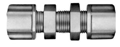 Made in USA - 5/16" Tube OD, Kynar Plastic Compression Tube Bulkhead Union - 275°F Max, Plastic Grip - Apex Tool & Supply