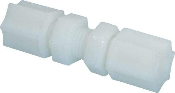 Made in USA - 1/4" Tube OD, Nylon Plastic Compression Tube Bulkhead Union - 220°F Max, Plastic Grip - Apex Tool & Supply