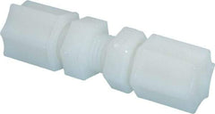 Made in USA - 1/4" Tube OD, Nylon Plastic Compression Tube Bulkhead Union - 220°F Max, Plastic Grip - Apex Tool & Supply