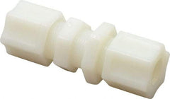 Made in USA - 1/2" Tube OD, Nylon Plastic Compression Tube Bulkhead Union - 220°F Max, Plastic Grip - Apex Tool & Supply