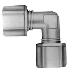 Made in USA - 1/2" Tube OD, Kynar Plastic Compression Tube Union Elbow - 275°F Max, Plastic Grip - Apex Tool & Supply