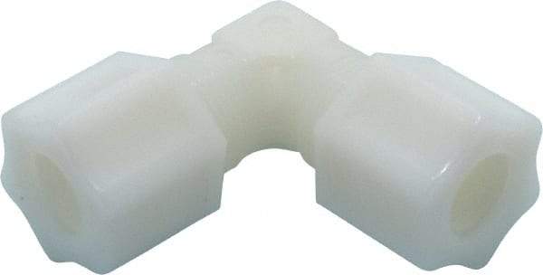 Made in USA - 1/2" Tube OD, Nylon Plastic Compression Tube Union Elbow - 220°F Max, Plastic Grip - Apex Tool & Supply