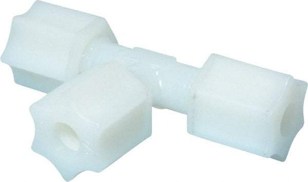 Made in USA - 1/4" Tube OD, Nylon Plastic Compression Tube Union Tee - 220°F Max, Plastic Grip - Apex Tool & Supply