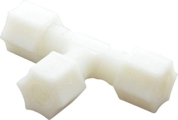 Made in USA - 3/8" Tube OD, Nylon Plastic Compression Tube Union Tee - 220°F Max, Plastic Grip - Apex Tool & Supply