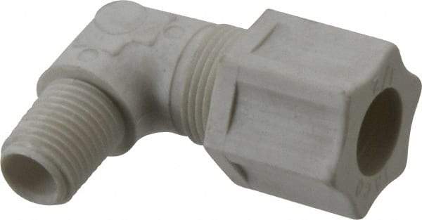 Made in USA - 1/2" Tube OD, Polypropylene Plastic Compression Tube Male Elbow - 1/4 NPT Pipe, 215°F Max, Plastic Grip - Apex Tool & Supply