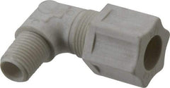 Made in USA - 1/2" Tube OD, Polypropylene Plastic Compression Tube Male Elbow - 1/4 NPT Pipe, 215°F Max, Plastic Grip - Apex Tool & Supply