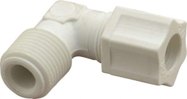 Made in USA - 1/2" Tube OD, Polypropylene Plastic Compression Tube Male Elbow - 1/2 NPT Pipe, 215°F Max, Plastic Grip - Apex Tool & Supply