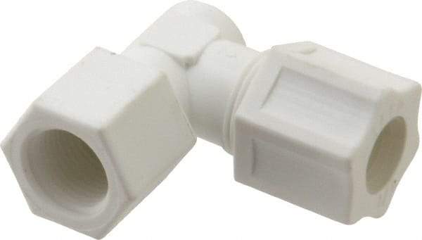 Made in USA - 1/2" Tube OD, Polypropylene Plastic Compression Tube Female Elbow - 3/8 NPT Pipe, 215°F Max, Plastic Grip - Apex Tool & Supply