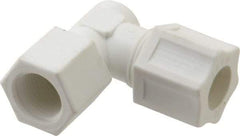 Made in USA - 1/2" Tube OD, Polypropylene Plastic Compression Tube Female Elbow - 3/8 NPT Pipe, 215°F Max, Plastic Grip - Apex Tool & Supply