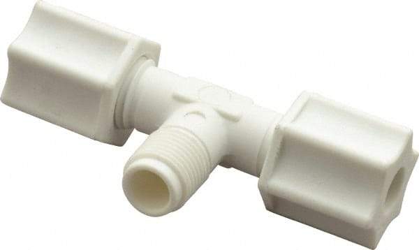 Made in USA - 1/4" Tube OD, Polypropylene Plastic Compression Tube Male Branch Tee - 1/8 NPT Pipe, 215°F Max, Plastic Grip - Apex Tool & Supply
