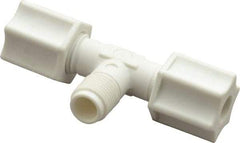 Made in USA - 1/4" Tube OD, Polypropylene Plastic Compression Tube Male Branch Tee - 1/8 NPT Pipe, 215°F Max, Plastic Grip - Apex Tool & Supply