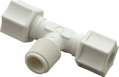 Made in USA - 3/8" Tube OD, Polypropylene Plastic Compression Tube Male Branch Tee - 3/8 NPT Pipe, 215°F Max, Plastic Grip - Apex Tool & Supply