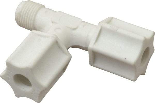 Made in USA - 1/4" Tube OD, Polypropylene Plastic Compression Tube Male Run Tee - 1/8 NPT Pipe, 215°F Max, Plastic Grip - Apex Tool & Supply