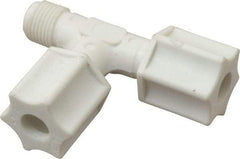 Made in USA - 1/4" Tube OD, Polypropylene Plastic Compression Tube Male Run Tee - 1/8 NPT Pipe, 215°F Max, Plastic Grip - Apex Tool & Supply