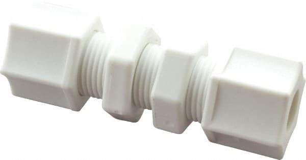 Made in USA - 3/8" Tube OD, Polypropylene Plastic Compression Tube Bulkhead Union - 215°F Max, Plastic Grip - Apex Tool & Supply
