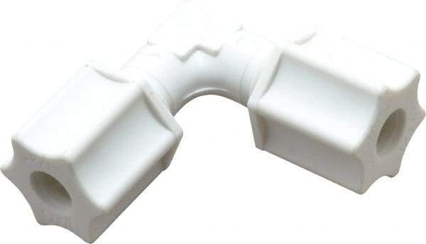 Made in USA - 1/4" Tube OD, Polypropylene Plastic Compression Tube Union Elbow - 215°F Max, Plastic Grip - Apex Tool & Supply