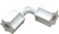Made in USA - 1/4" Tube OD, Polypropylene Plastic Compression Tube Union Elbow - 215°F Max, Plastic Grip - Apex Tool & Supply