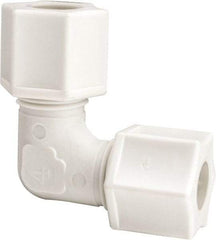 Made in USA - 3/8" Tube OD, Polypropylene Plastic Compression Tube Union Elbow - 215°F Max, Plastic Grip - Apex Tool & Supply