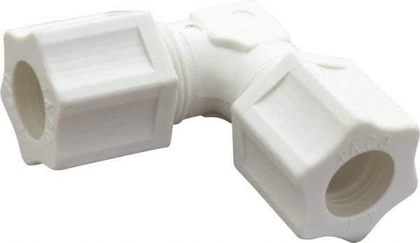 Made in USA - 1/2" Tube OD, Polypropylene Plastic Compression Tube Union Elbow - 215°F Max, Plastic Grip - Apex Tool & Supply