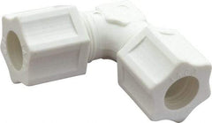 Made in USA - 1/2" Tube OD, Polypropylene Plastic Compression Tube Union Elbow - 215°F Max, Plastic Grip - Apex Tool & Supply