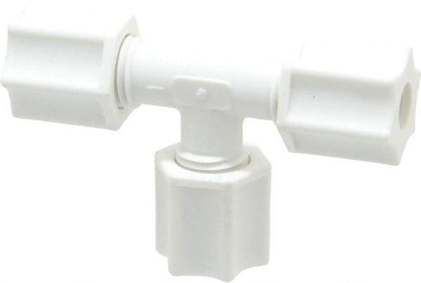 Made in USA - 1/4" Tube OD, Polypropylene Plastic Compression Tube Union Tee - 215°F Max, Plastic Grip - Apex Tool & Supply