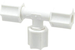 Made in USA - 1/4" Tube OD, Polypropylene Plastic Compression Tube Union Tee - 215°F Max, Plastic Grip - Apex Tool & Supply