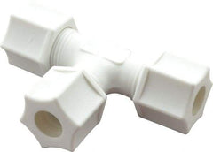 Made in USA - 3/8" Tube OD, Polypropylene Plastic Compression Tube Union Tee - 215°F Max, Plastic Grip - Apex Tool & Supply