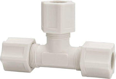 Made in USA - 1/2" Tube OD, Polypropylene Plastic Compression Tube Union Tee - 215°F Max, Plastic Grip - Apex Tool & Supply