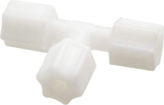 Made in USA - 1/4" Tube OD, Acetal/Celcon Plastic Compression Tube Union Tee - 220°F Max, Plastic Grip - Apex Tool & Supply