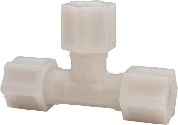 Made in USA - 1/2" Tube OD, Acetal/Celcon Plastic Compression Tube Union Tee - 220°F Max, Plastic Grip - Apex Tool & Supply
