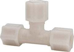 Made in USA - 1/2" Tube OD, Acetal/Celcon Plastic Compression Tube Union Tee - 220°F Max, Plastic Grip - Apex Tool & Supply