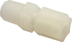 Made in USA - 1/4" Tube OD, Kynar Plastic Compression Tube Male Connector - 1/4 NPT Pipe, 275°F Max, Plastic Grip - Apex Tool & Supply