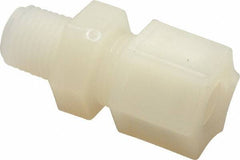 Made in USA - 3/8" Tube OD, Kynar Plastic Compression Tube Male Connector - 1/4 NPT Pipe, 275°F Max, Plastic Grip - Apex Tool & Supply