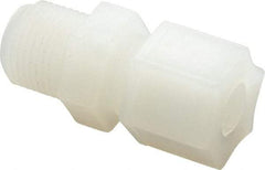 Made in USA - 3/8" Tube OD, Kynar Plastic Compression Tube Male Connector - 3/8 NPT Pipe, 275°F Max, Plastic Grip - Apex Tool & Supply