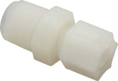 Made in USA - 3/8" Tube OD, Kynar Plastic Compression Tube Male Connector - 1/2 NPT Pipe, 275°F Max, Plastic Grip - Apex Tool & Supply