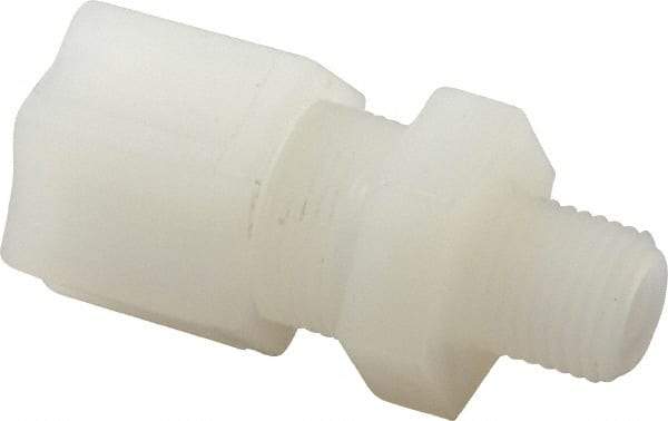 Made in USA - 1/2" Tube OD, Kynar Plastic Compression Tube Male Connector - 1/4 NPT Pipe, 275°F Max, Plastic Grip - Apex Tool & Supply
