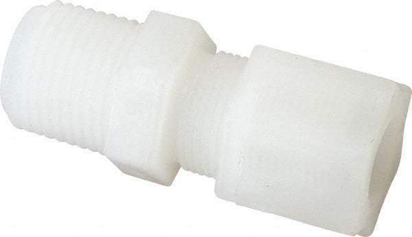 Made in USA - 1/2" Tube OD, Kynar Plastic Compression Tube Male Connector - 1/2 NPT Pipe, 275°F Max, Plastic Grip - Apex Tool & Supply