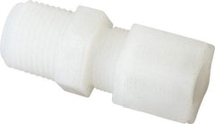 Made in USA - 1/2" Tube OD, Kynar Plastic Compression Tube Male Connector - 1/2 NPT Pipe, 275°F Max, Plastic Grip - Apex Tool & Supply