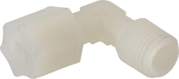 Made in USA - 1/4" Tube OD, Kynar Plastic Compression Tube Male Elbow - 1/4 NPT Pipe, 275°F Max, Plastic Grip - Apex Tool & Supply