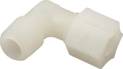 Made in USA - 3/8" Tube OD, Kynar Plastic Compression Tube Male Elbow - 3/8 NPT Pipe, 275°F Max, Plastic Grip - Apex Tool & Supply