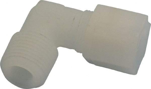 Made in USA - 1/2" Tube OD, Kynar Plastic Compression Tube Male Elbow - 1/2 NPT Pipe, 275°F Max, Plastic Grip - Apex Tool & Supply