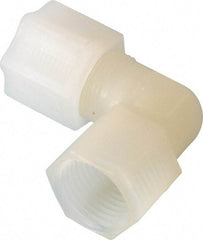 Made in USA - 1/2" Tube OD, Kynar Plastic Compression Tube Female Elbow - 1/2 NPT Pipe, 275°F Max, Plastic Grip - Apex Tool & Supply