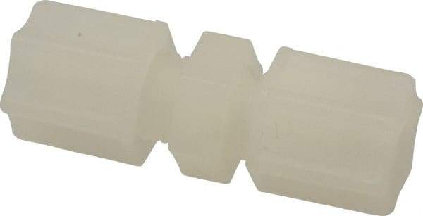 Made in USA - 1/4" Tube OD, Kynar Plastic Compression Tube Union - 275°F Max, Plastic Grip - Apex Tool & Supply